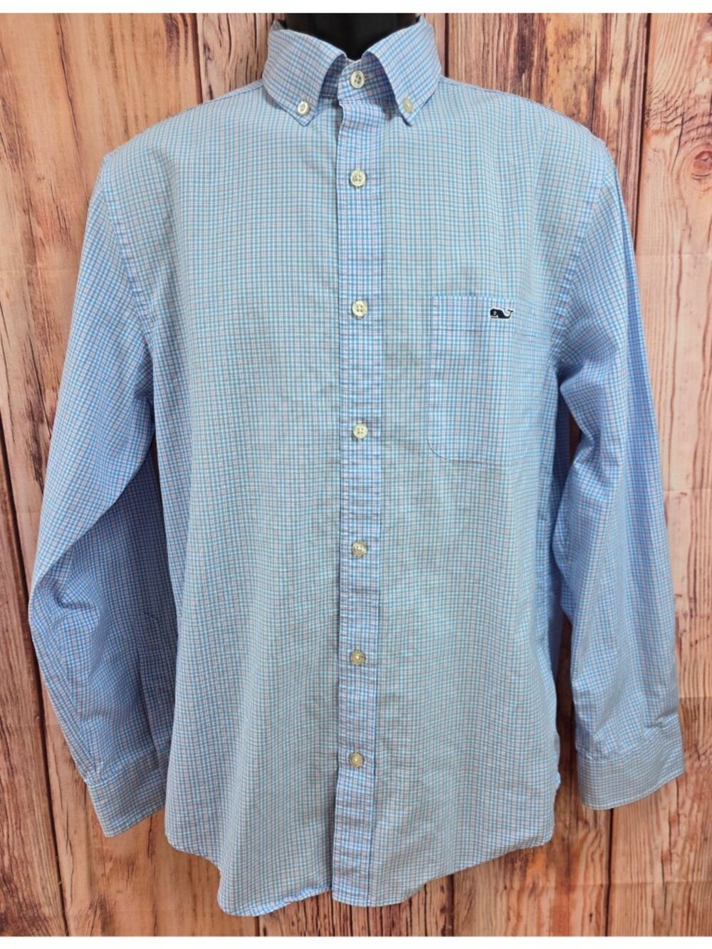 Vineyard Vines Mens Classic Fit Blue Plaid Tucker Shirt Small